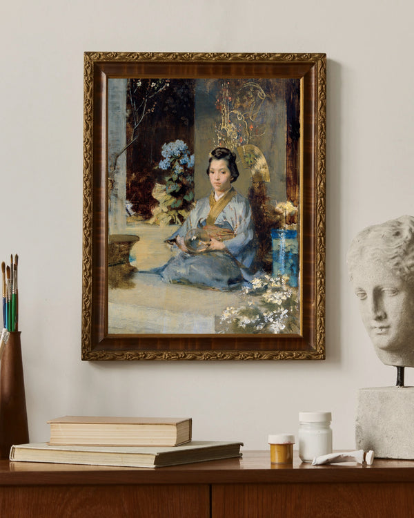 Julius Victor Berger - Bir Odada Japon Kadın çerçeve