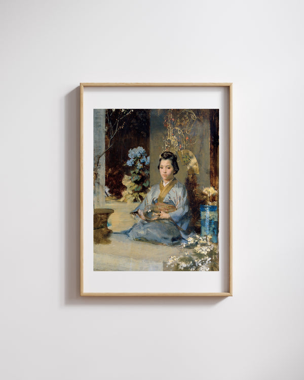 Julius Victor Berger - Bir Odada Japon Kadın fine art baskı