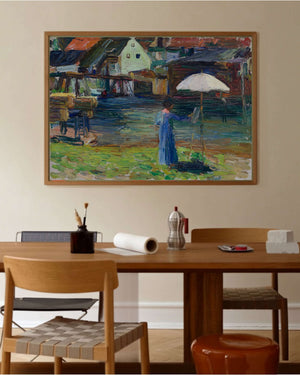 Wassily Kandinsky - Kallmünz'de Resim Yapan Gabriele Münter Fine Art Baskı
