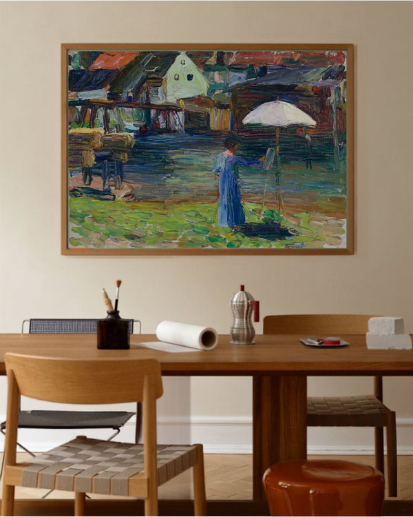 Wassily Kandinsky - Kallmünz'de Resim Yapan Gabriele Münter Fine Art Baskı