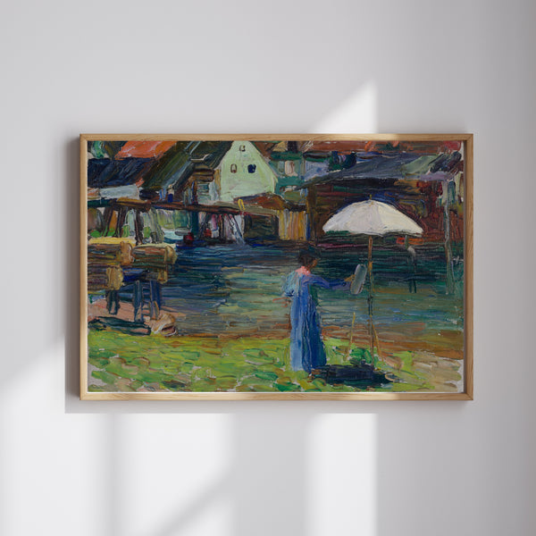 Wassily Kandinsky - Kallmünz'de Resim Yapan Gabriele Münter Fine Art Baskı