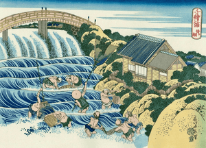 Katsushika Hokusai - Şelalenin Altında Balık Avı