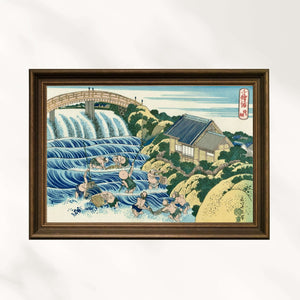 Katsushika Hokusai - Şelalenin Altında Balık Avı