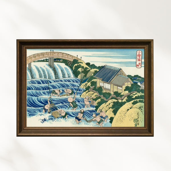 Katsushika Hokusai - Şelalenin Altında Balık Avı