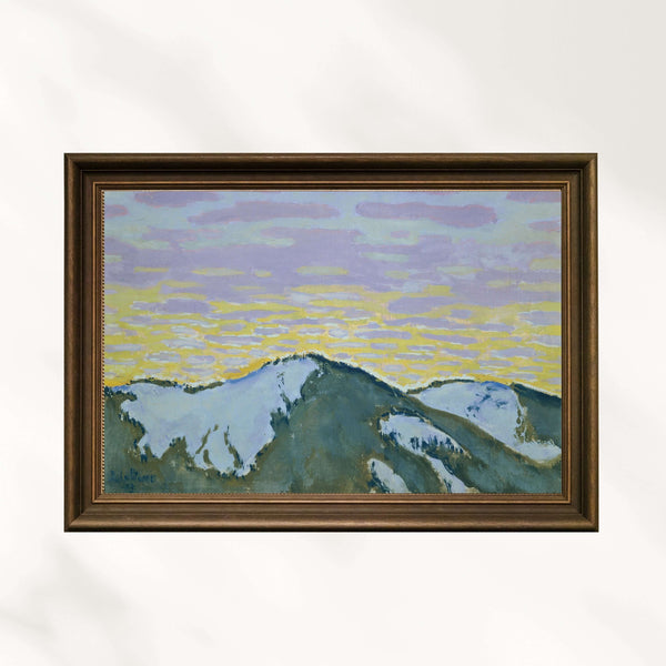 Koloman Moser - Alacakaranlıkta Karlı Dağ Zirveleri Fine Art Baskı