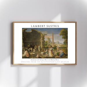 Lambert Sustris - Antik Harabeler ve Yıkanan Kadınlarla Manzara poster