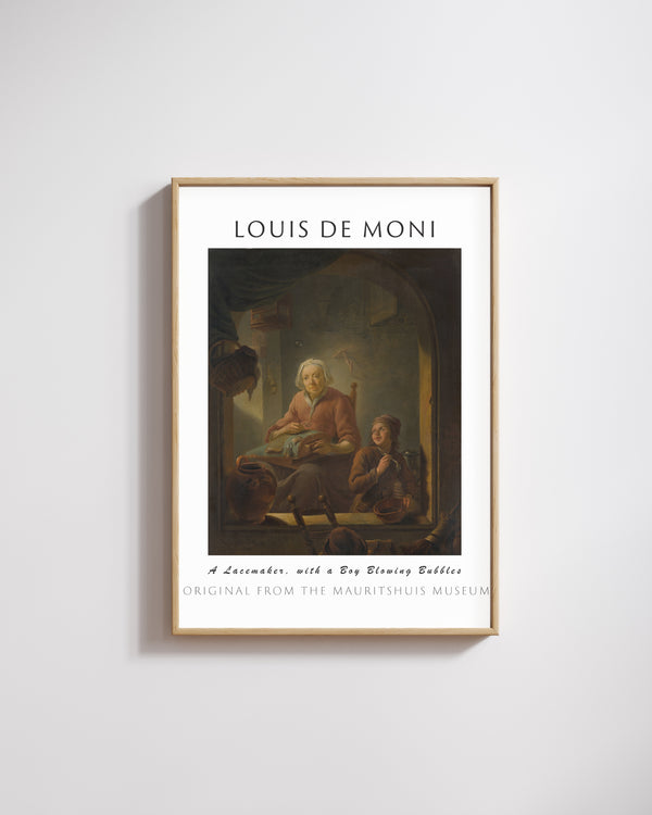 Louis de Moni-Dantel Ören Kadın ve Sabun Köpüğü Üfleyen Çocuk