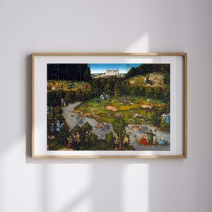Lucas Cranach the Elder - Hartenfels Şatosu Yakınlarında Saray Avı Fine Art Baskı