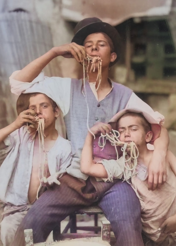 Anonim - Makarna Yiyen Çocuklar Fine Art Baskı