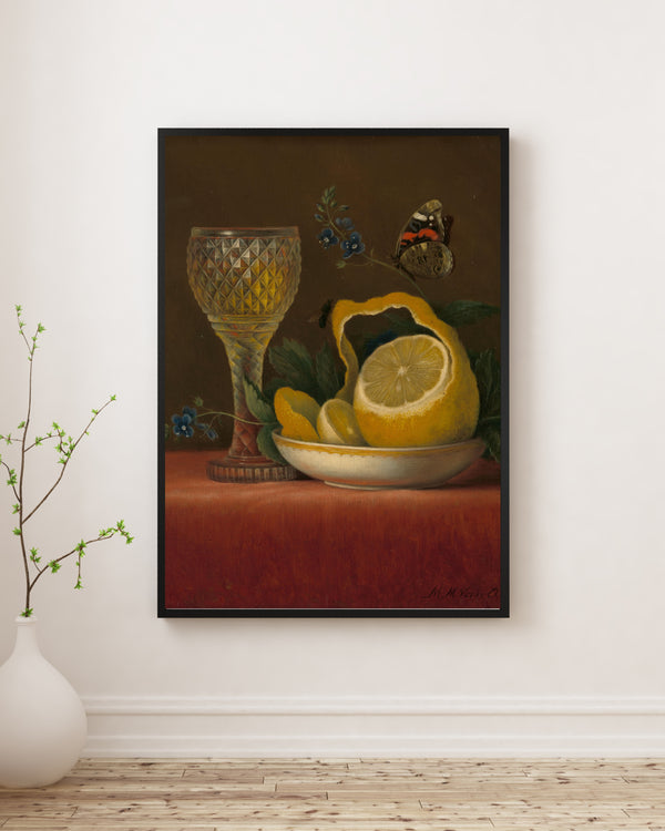 Maria Margaretha van Os - Limon ve Kesme Cam ile Natürmort poster