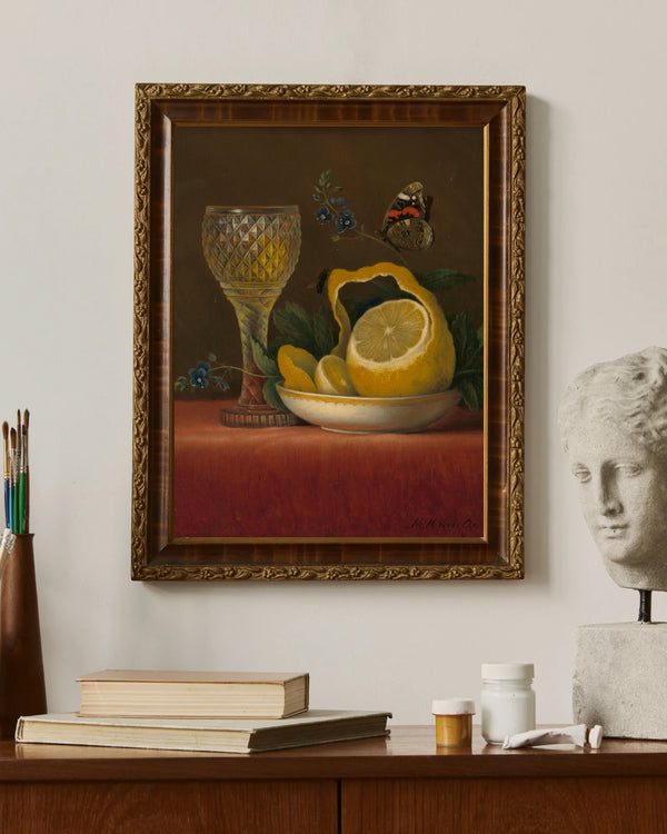 Maria Margaretha van Os - Limon ve Kesme Cam ile Natürmort çerçeve