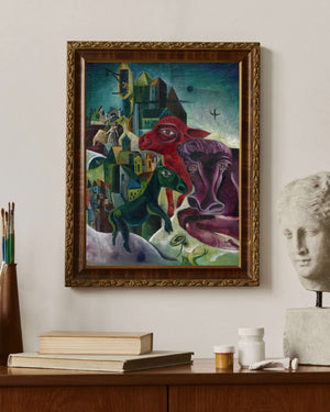 Max Ernst - Hayvanlarla Şehir Fine Art Baskı