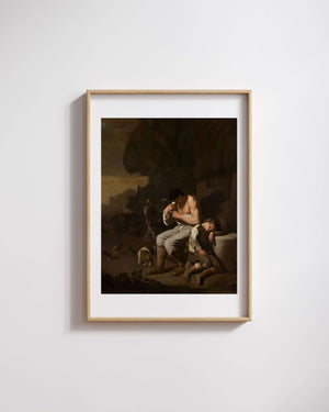 Michael Sweerts - Kendini Temizleyen Adam ve Uyuyan Çocuk fine art baskı