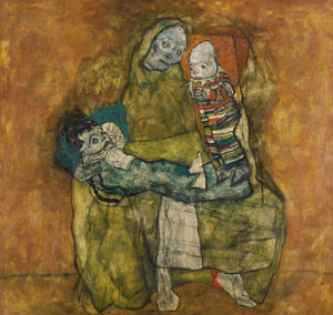 Egon Schiele - İki Çocuklu Anne II Fine Art Baskı