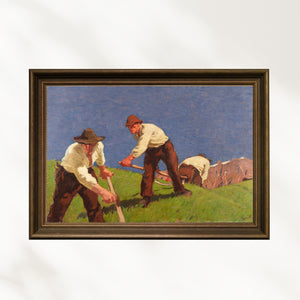Albin Egger-Lienz - Dağda Ot Biçenler