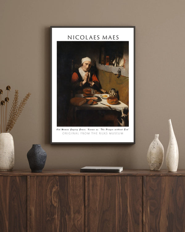 Nicolaes Maes - Sonsuz Dua Olarak Bilinen Dua Eden Yaşlı Kadın çerçeve