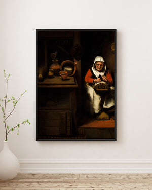 Nicolaes Maes - Yaşlı Dantelci Kadın poster