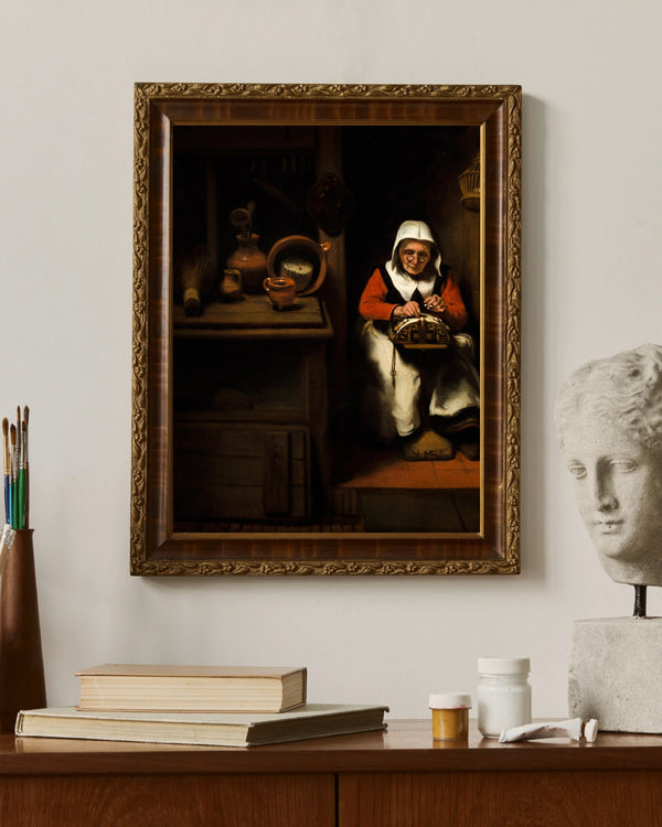 Nicolaes Maes - Yaşlı Dantelci Kadın çerçeve