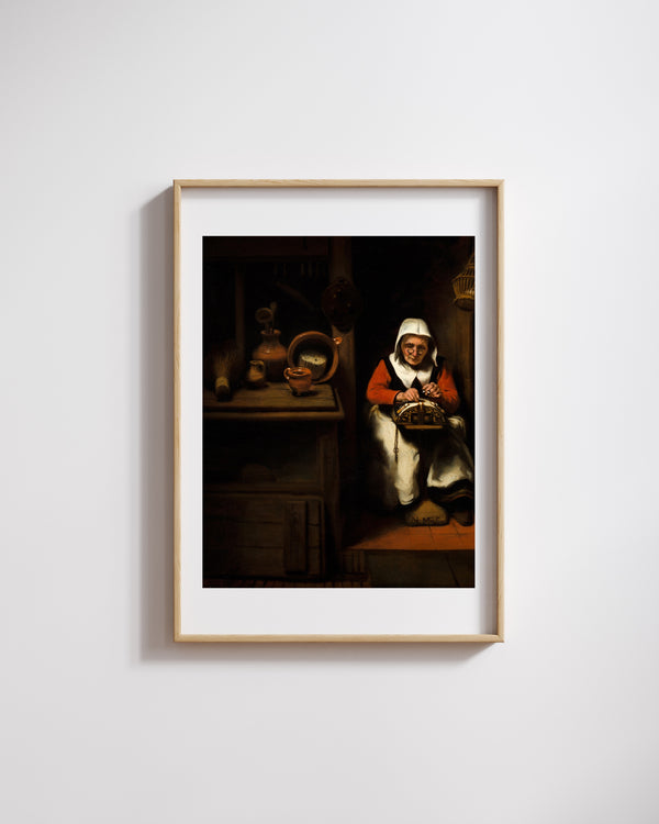 Nicolaes Maes - Yaşlı Dantelci Kadın fine art baskı
