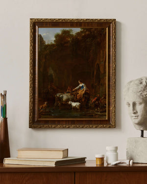 Nicolaes Pietersz Berchem - Roma Harabeleri Yanında Çobanlar çerçeve