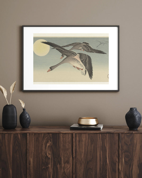 Ohara Koson - Dolunayda Kazlar