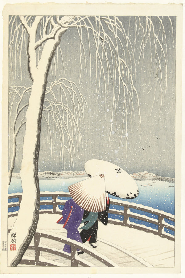 Ohara Koson - Yanagibashi’de Kar