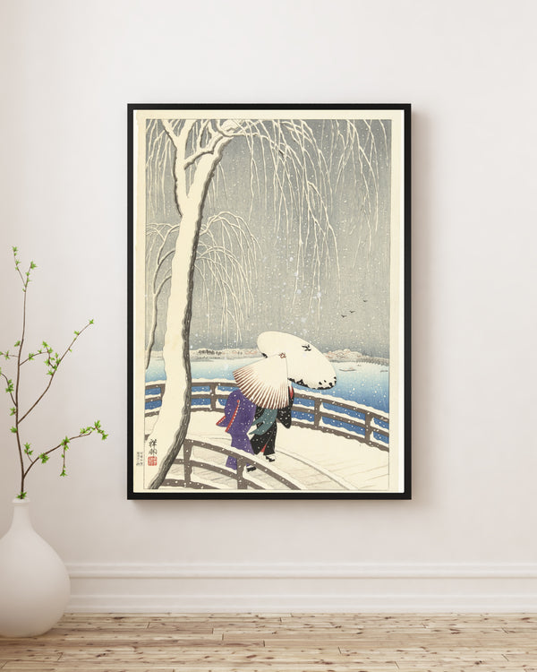 Ohara Koson - Yanagibashi’de Kar