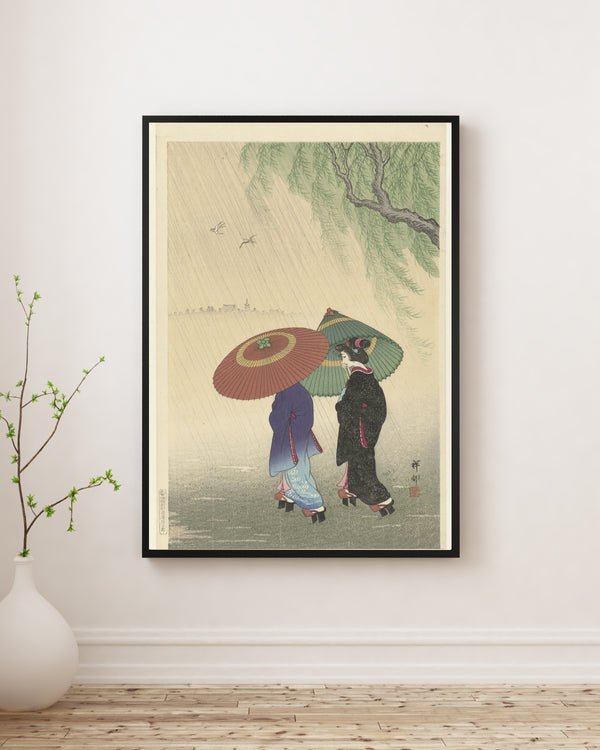 Ohara Koson - Yağmur Altında İki Kadın