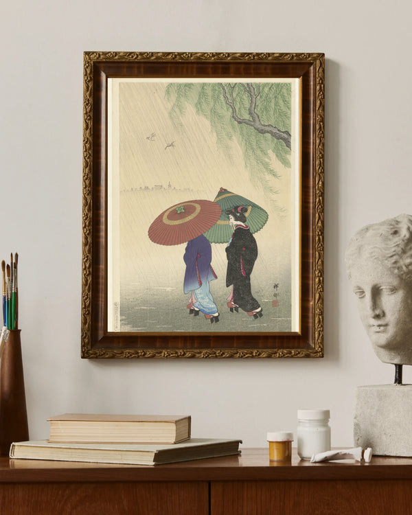 Ohara Koson - Yağmur Altında İki Kadın