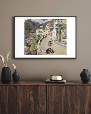 Oskar Laske - Positano Görünümü Fine Art Baskı