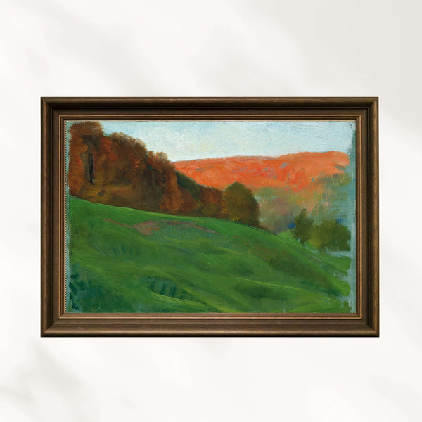 Otto Friedrich - Yeşil Çayırın Ardındaki Sonbahar Ormanı Fine Art Baskı