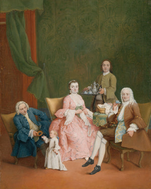 Pietro Longhi - Kahve Servis Eden Uşaklı Bir Ailenin Portresi Tablo