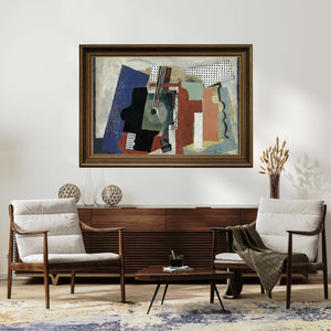 Pablo Picasso - Kapı, Gitar ve Şişelerle Natürmort fine art baskı