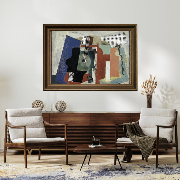 Pablo Picasso - Kapı, Gitar ve Şişelerle Natürmort fine art baskı