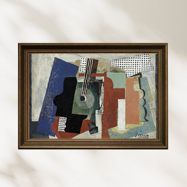 Pablo Picasso - Kapı, Gitar ve Şişelerle Natürmort poster