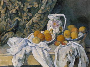 Paul Cézanne - Perdeli Natürmort Tablo