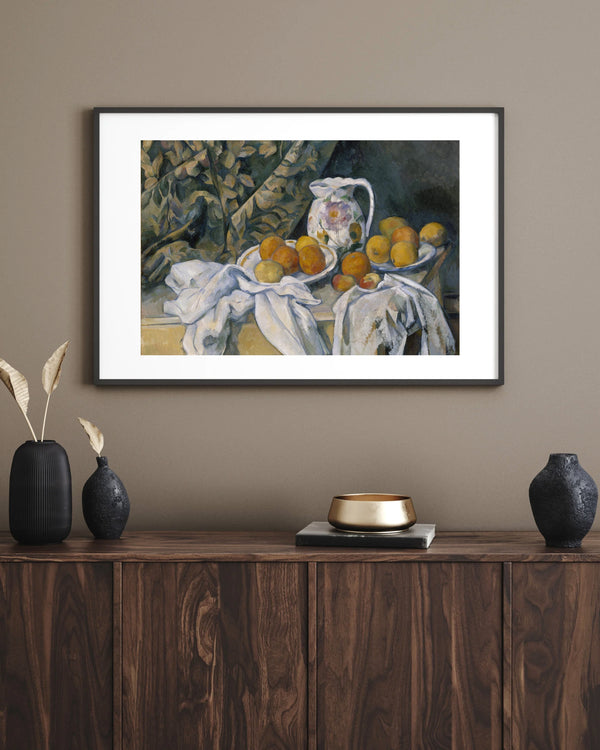 Paul Cézanne - Perdeli Natürmort Çerçeve