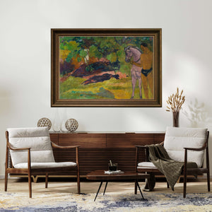 Paul Gauguin - Vanilya Korusunda Adam ve At Fine Art Baskı