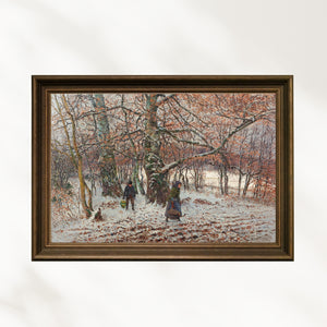 Theodor von Hörmann - Kışın Kayın Ormanında Köylü Çocuklar
