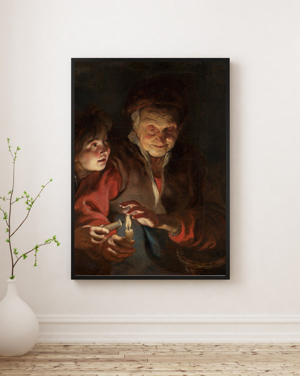 Peter Paul Rubens - Mum Işığı Altında Yaşlı Kadın ve Çocuk