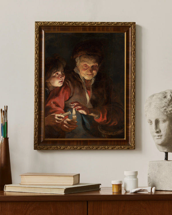 Peter Paul Rubens - Mum Işığı Altında Yaşlı Kadın ve Çocuk