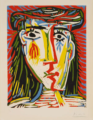 Pablo Picasso - Hasır Şapkalı Jacqueline Fine Art Baskı