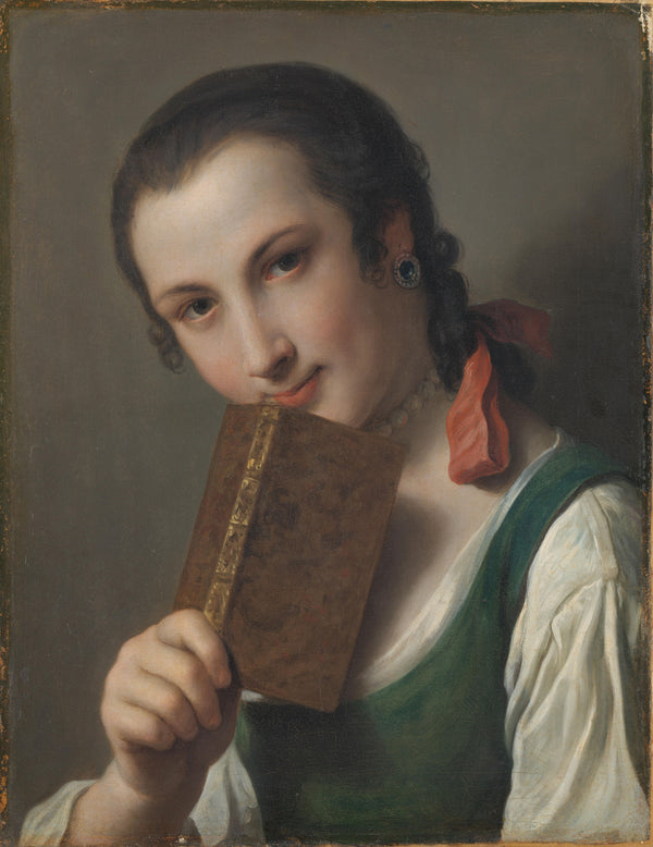 Pietro Rotari - Kitaplı Genç Kadın tablo
