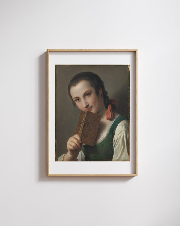 Pietro Rotari - Kitaplı Genç Kadın fine art baskı