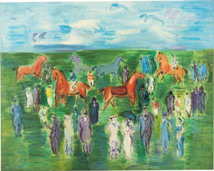 Raoul Dufy - Atlar Jokeyler ve Zarif Kadınlar tablo