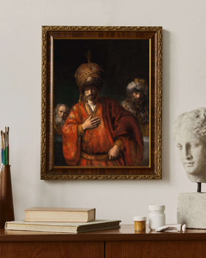 Rembrandt van Rijn - Haman Kaderini Fark Ediyor Çerçeve