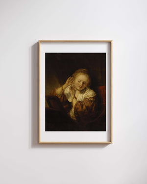 Rembrandt van Rijn - Küpeli Genç Kadın Fine Art Baskı