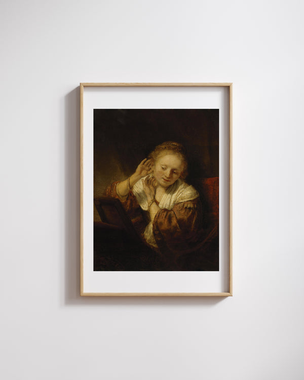 Rembrandt van Rijn - Küpeli Genç Kadın Fine Art Baskı