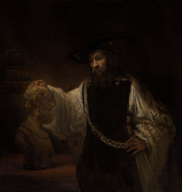 Rembrandt van Rijn - Homeros Büstüyle Aristoteles Fine Art Baskı