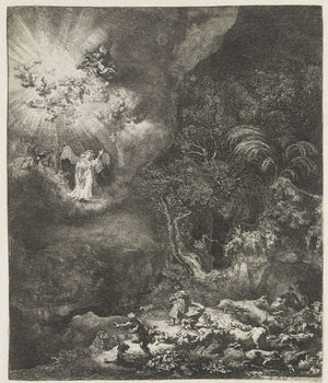 Rembrandt van Rijn - Çobanlara Görünen Melek Tablo